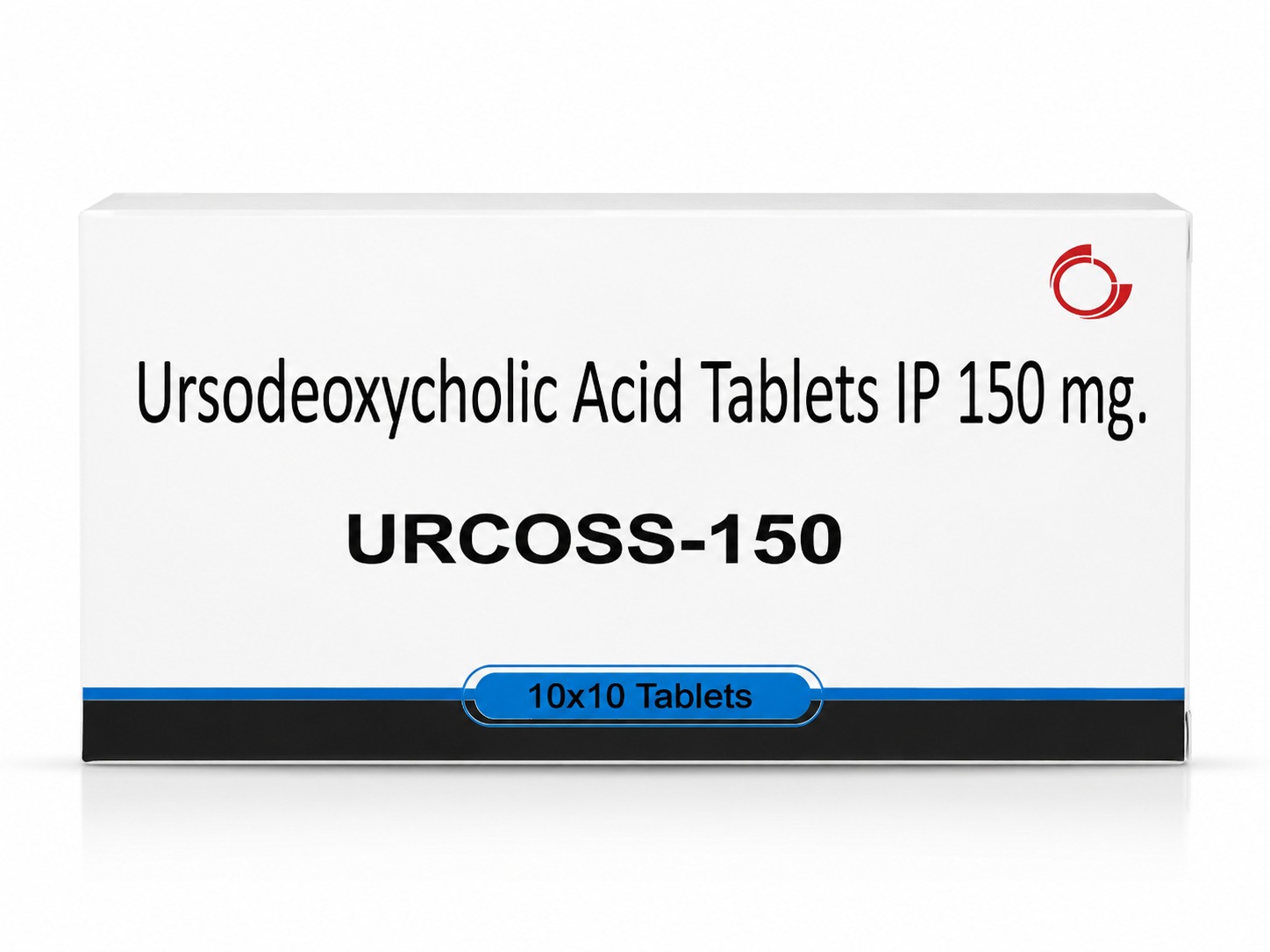 URCOSS-150 Ursodeoxycholic Acid Tablets IP 150 mg with premium white carton packaging.
